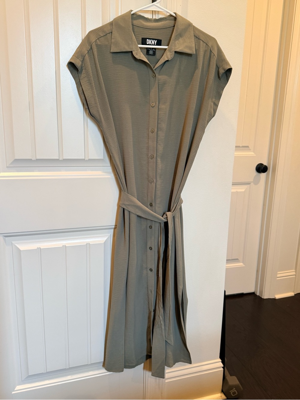 DKNY Olive Belted Button-Front Midi Shirt Dress